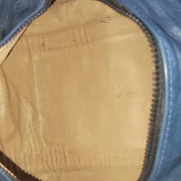 MU Sports Navy Leather Happy Face Small Duffle Shoulder Bag - Picture 10 of 12